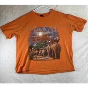 VTG Mr. Big Thailand Shirt Mens 2XL XXL Graphic Tee Orange Short Sleeve Souvenir